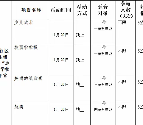 莘庄镇小学“迪新”学校少年宫寒假活动招募令！