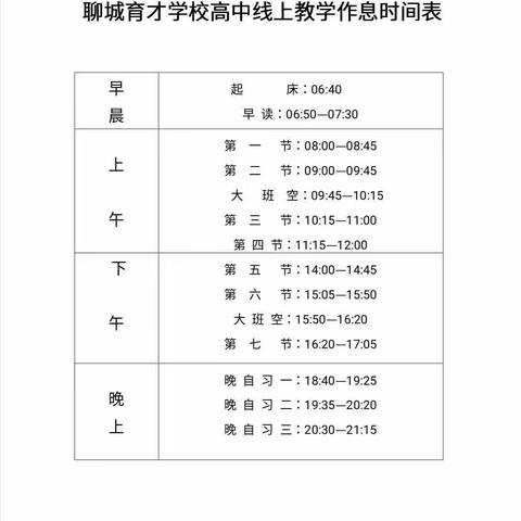 聊城育才学校高一五班同学们线上学习生活