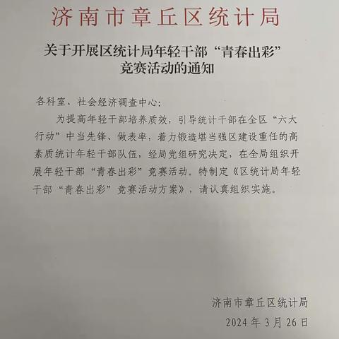 勤学苦干练本领，争当统计好青年——区统计局开展区统计局年轻干部“青春出彩”竞赛活动