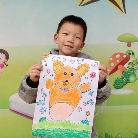 教办幼儿园大班绘画作品《馋嘴的小熊》