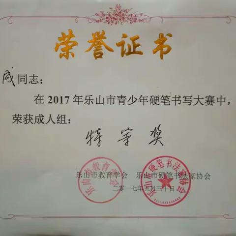 🎉🎉热烈祝贺艺成书法师生参加2017全市硬笔书法大赛获大奖啦!🎉🎉