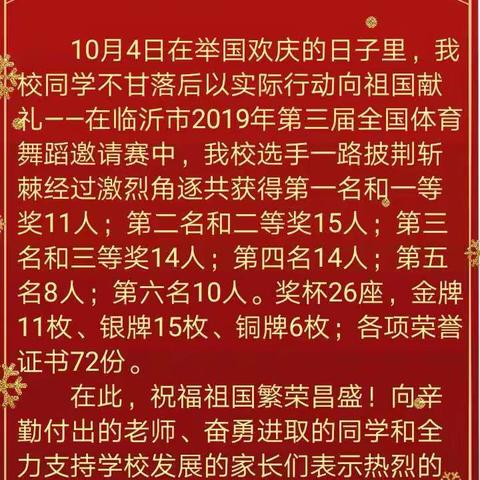 【天翼舞蹈学校】热烈祝贺我校选手在临沂市第三届全国体育舞蹈邀请赛中取得骄人成绩！