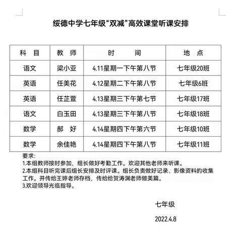 绥德中学初中部“纲学得”高效减负提质系列活动——初2024届听评课活动