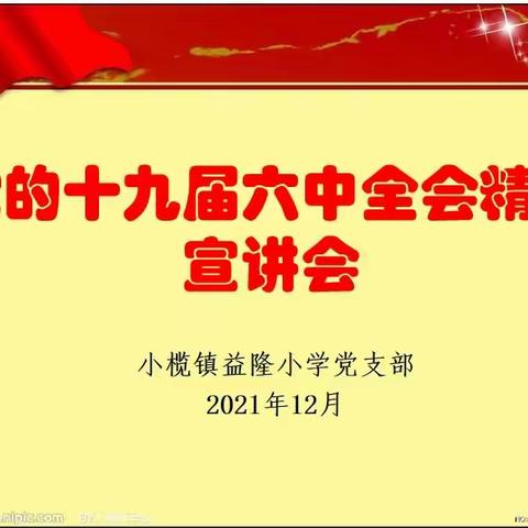 益隆小学党支部召开党的十九届六中全会精神宣讲会