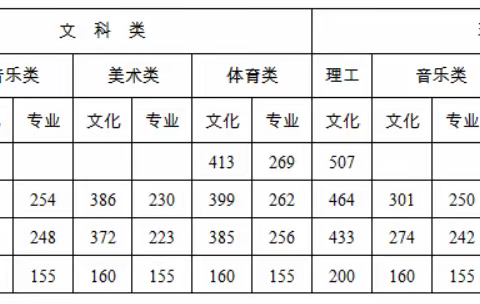 2020年湖南艺术类专业录取控制线