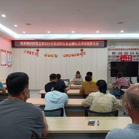 流水坡社区党支部2021年度组织生活会暨民主评议党员大会