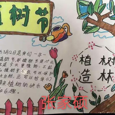 拥抱春天，播种绿色 ————记3.12植树节漕河镇第二小学四三班手抄报