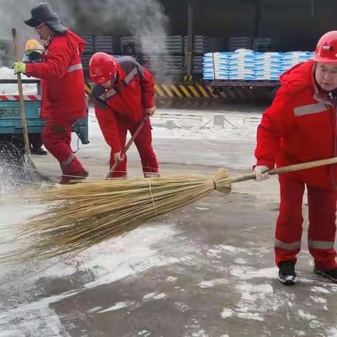 2023年2月12日，集团生产运行中心金彦斌总一行到合成车间检修现场协助车间清理积雪，保证检修现场安全作业。