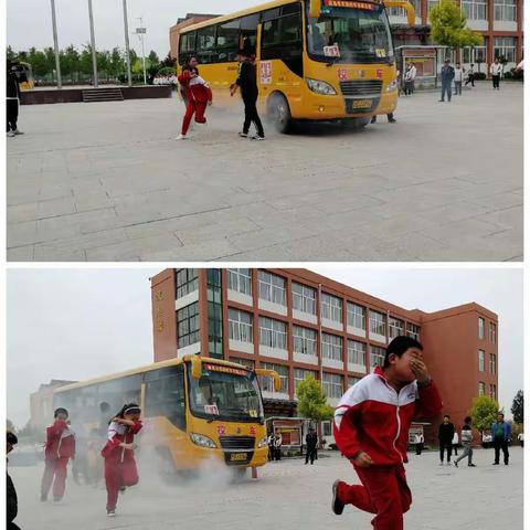 昌邑市饮马学校举行校车安全事故应急演练活动