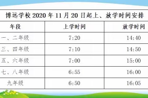 博远学校上、放学通知——致家长的一封信