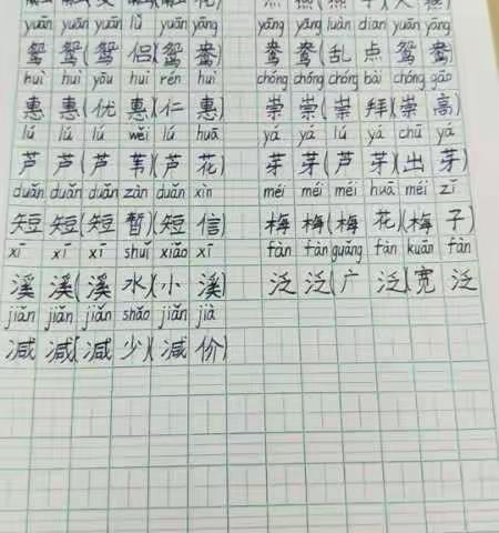 今日优秀生字作业🌹