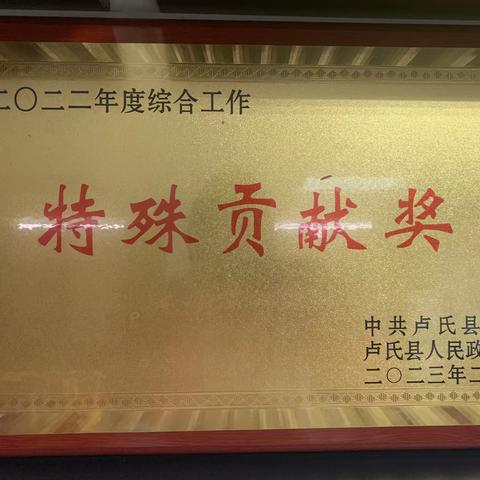 卢氏分公司获得“特殊贡献奖”荣誉称号