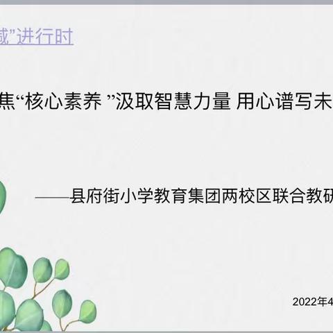 【双减进行时】聚焦“核心素养 ”汲取智慧力量 用心谱写未来   ——县府街小学两校区数学联合教研活动纪实