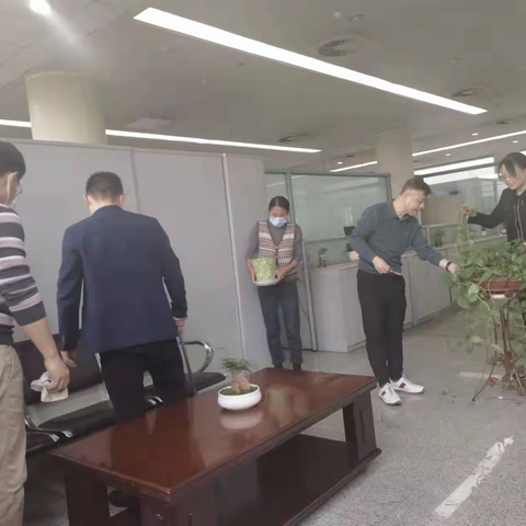 公共事务处党支部组织开展“亮化美化办公环境”主题党日活动