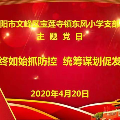 慎终如始抓防控，统筹谋划促发展——东风小学党支部开展主题党日活动