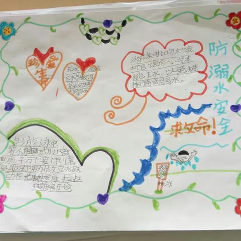 申村学校二2班————防溺水手抄报