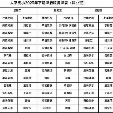 太平完小第十四周课后服务展示