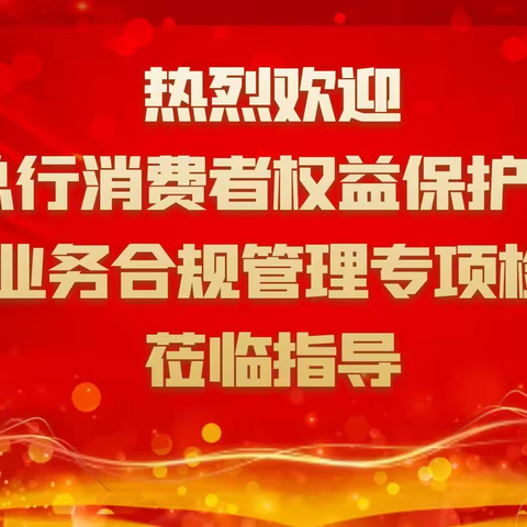 总行对大连分行开展消费者权益保护和个金业务合规管理现场检查