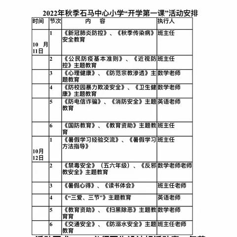 “疫”散而去 学子归来——记石马镇中心小学“开学第一课”