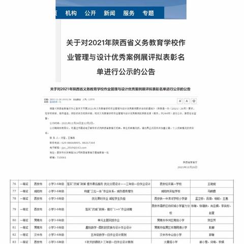 纺织城小学富力分校荣获2021年陕西省义务教育学校作业管理与设计优秀案例展评一等奖