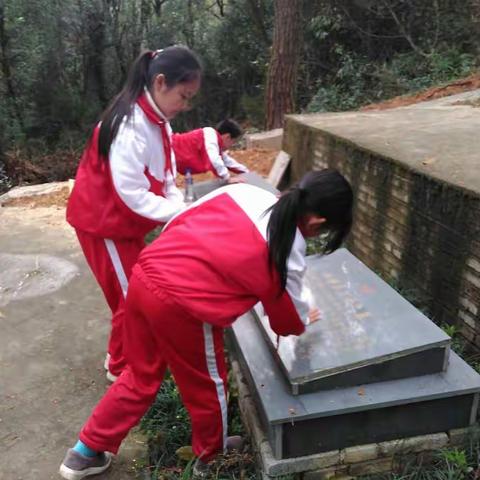 ‘’传承革命精神，立志报效祖国‘’十里岗镇中心完小清明节祭扫活动。