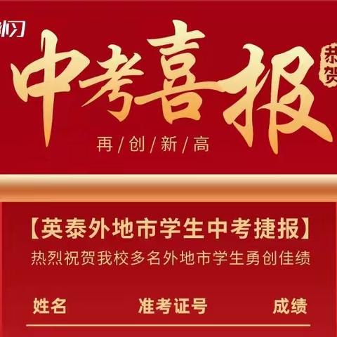 英泰斯特2022年中考喜报