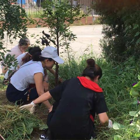 开平区第二实验小学“班子齐上阵，清理卫生做表率”